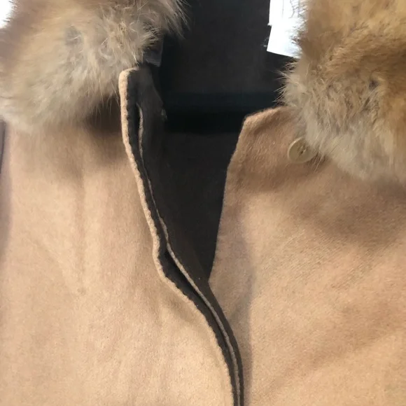 TSE Cashmere Coat Fur Collar Tan 12